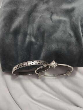 Brighton Silver Bangle Bracelets - Set Of 2
